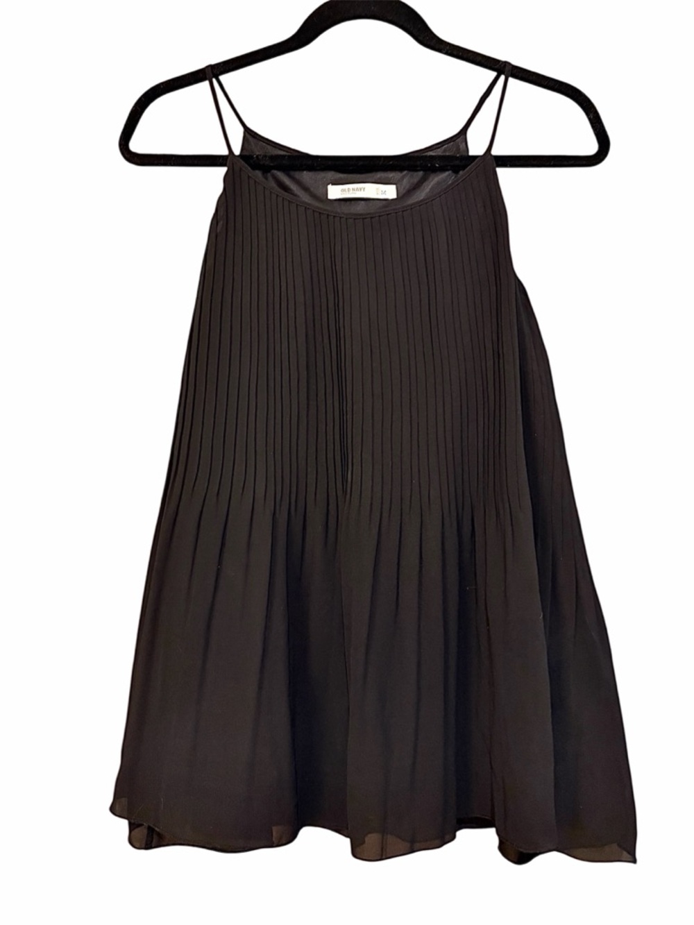 Old Navy Black Pleated Spaghetti-Strap Top Size M